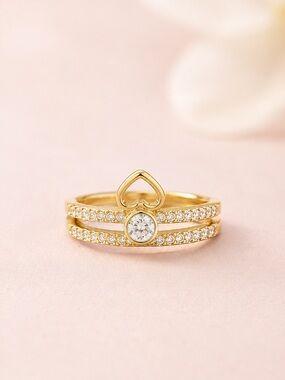 kate spade Gold Crystal Heart Stackable Ring